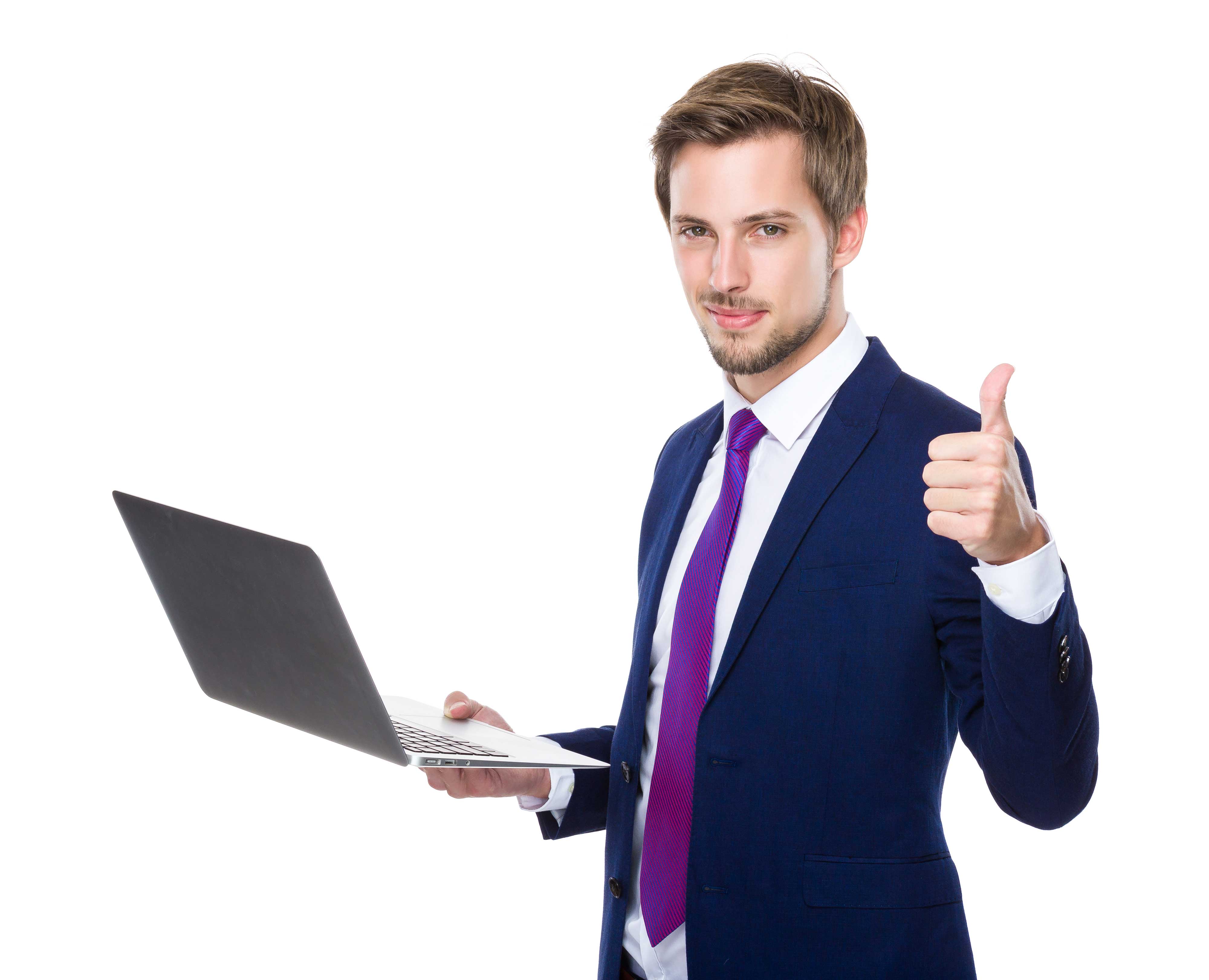 businessman-use-of-notebook-and-thumb-up